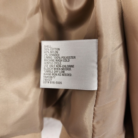 Worthington Women's Sz 16 Tan Classic Blazer Two Button Tailored Cotton Blend - Picture 9 of 12